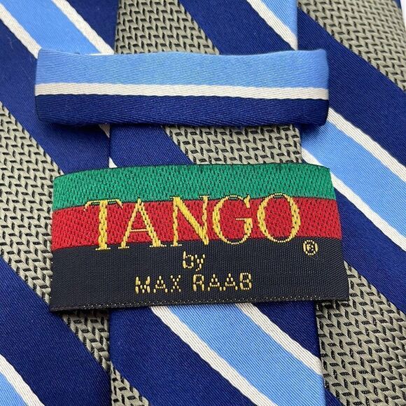Blue striped tango by max raab necktie NWOTS - Picture 4 of 6